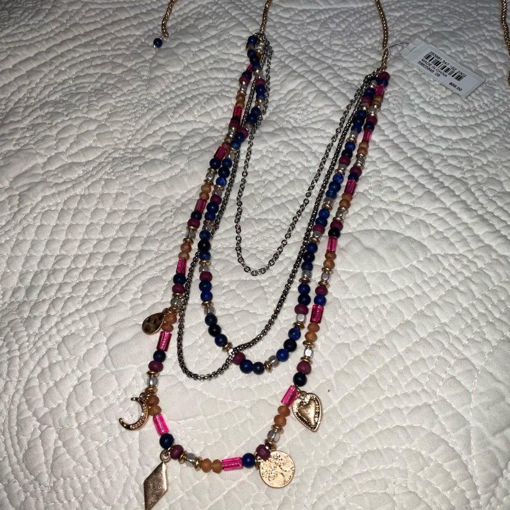 J. Jill Pink and Blue Layered Necklace Set with Charms